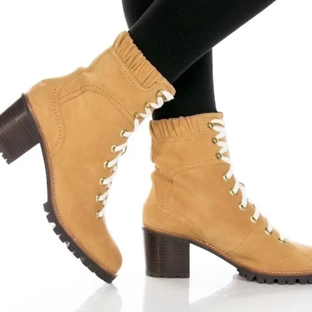 Jack Rogers Brown Lace-Up Boots women 8.5 suede biker casual office retro y2k